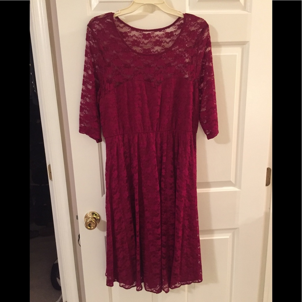 ASOS Red dress with lace overlay / empire waist